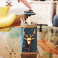 欧式牙签盒北欧ins家用餐客厅创意自动按压式个性牙签筒酒店 敬平 漱格鹿按压牙签筒