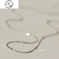 S925纯银女圆珠蛇骨链简约韩版蛇骨间珠项链锁骨链裸链 JiMi
