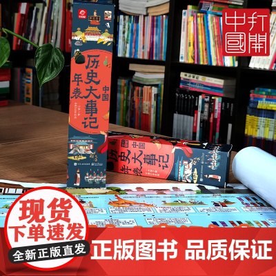 店 中国历史大事记年表 呦呦童 墙贴年表历史时间轴长卷 2米超长高21cm初中历史画卷朝代顺序挂图卷轴 300+个知识