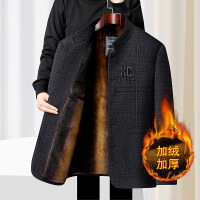 年加绒雪尼尔外套爸爸装外套时尚洋气中老年男士冬装加厚大衣