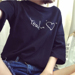 新款韩版女式学生衣服女圆领印花短袖T恤女士小衫女款潮