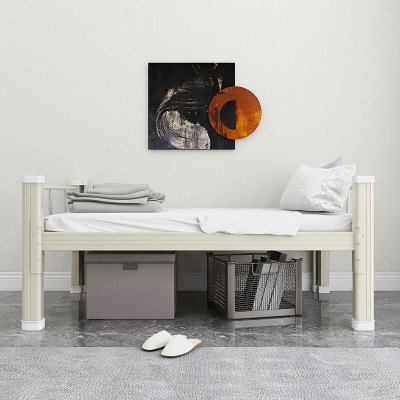 初嘉 CJ钢制单层床员工宿舍上下铺学生公寓床双人床铁艺高低床型材床 单层床1200宽白