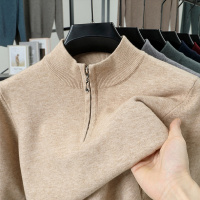 秋冬新款半高领拉链毛衣男加厚长袖中年休闲套头男士针织衫