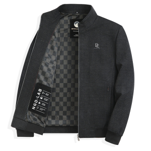 啄木鸟爸爸春装男士外套2024新款秋冬季翻领厚中老年人毛呢子夹克