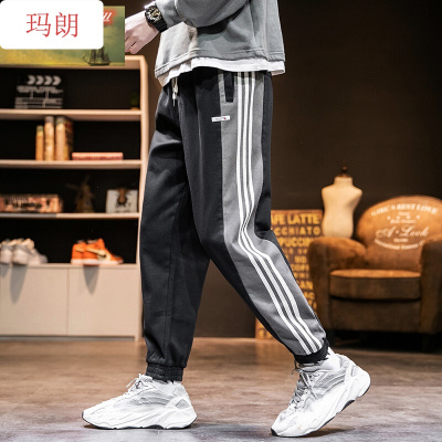 珂卡慕(KEKAMU)春秋日系束脚运动裤男潮牌大码宽松直筒哈伦裤胖子潮流长裤