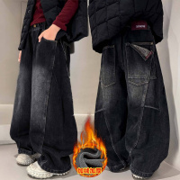 男童冬装加绒牛仔裤秋冬款新款儿童冬季一体绒加厚裤子初中生