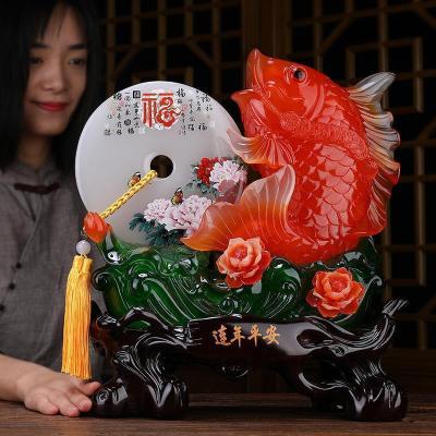 美帮汇鱼跃龙摆件电视柜客厅中式厅隔断家居房间新年布置酒柜装饰品