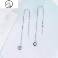 土耳其恶魔之眼s925纯银耳线女简约气质长款流苏耳环蓝眼睛耳坠 JiMi