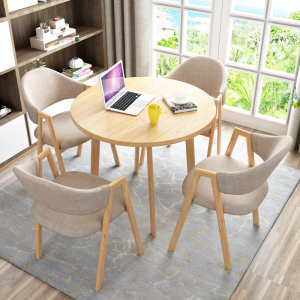 鑫环境 浅灰色一桌四椅800*800*750mm 简易接待洽谈桌椅组合售楼处奶茶店办公室休闲小圆桌餐桌