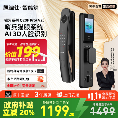 凯迪仕Q20FProV2智能锁家用3D人脸识别指纹锁猫眼监控密码锁