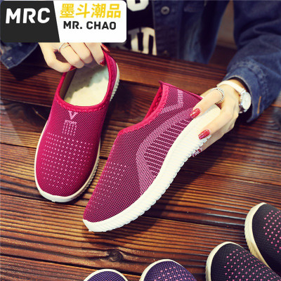 新款一脚蹬懒人鞋爸爸鞋休闲女单鞋布鞋女鞋平底妈妈鞋墨斗潮品休闲鞋