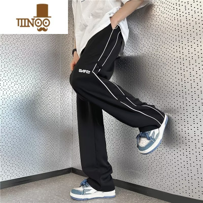 YANXU冷淡风垂感休闲裤男款夏季薄款潮牌直筒裤子宽松潮流字母阔腿长裤