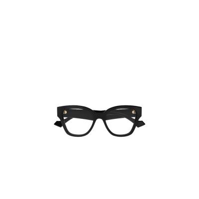 古驰(GUCCI)女款太阳镜透明镜片醋酸纤维时尚徽标装饰平光镜赠品 黑色