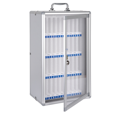 迅迈 36位手机保管箱铝合金 带锁壁挂员工公司会议手机收纳盒手机存放柜