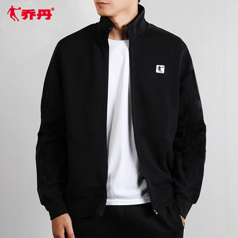 乔丹外套男装2022秋季新款开衫立领运动夹克男士针织宽松休闲运动上衣