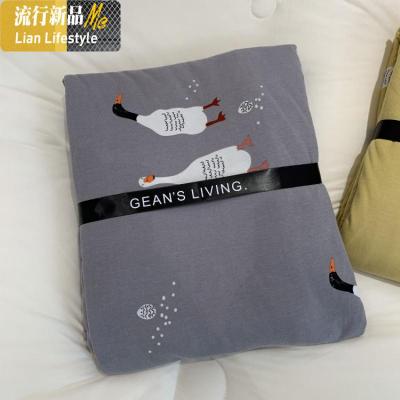 卡通小鸭子天竺棉棉四件套单人学生床上针织棉被套床笠单 三维工匠