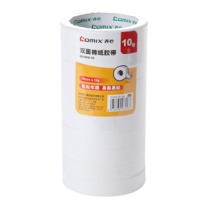 齐心 MJ1810-10 双面棉纸胶带 18mm*10y 10卷 白