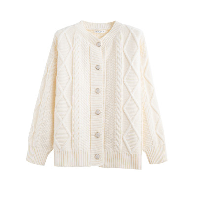 [清仓1折价52.9元,不叠加优惠券]唐狮秋冬女圆领绞花开衫外套气质温柔甜美百搭可爱休闲