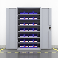 臻远重型五金工具柜铁皮柜双开门置物柜多功能零件柜~六层储物柜灰白色