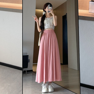 半身裙女2026新款夏季薄款高腰a字显瘦伞裙百褶长裙小个子山本裙_258