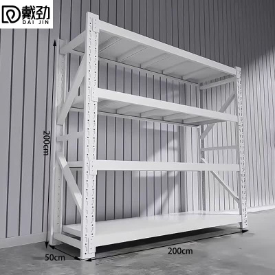 戴劲货架仓储货架置物架重型落地器材架200*50*200cm380kg白色/4层