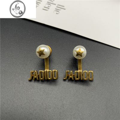 JiMi字母珍珠耳钉星星两戴复古小众设计D家耳饰2023年新款潮CD耳环