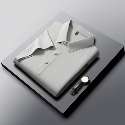 2026夏季新款锦氨冰丝翻领短袖男T恤简约休闲透气凉感男士polo衫