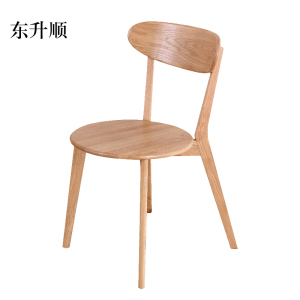 东升顺餐椅简约现代休闲书桌椅餐桌凳子橡木靠背椅清漆原木色圆形座面