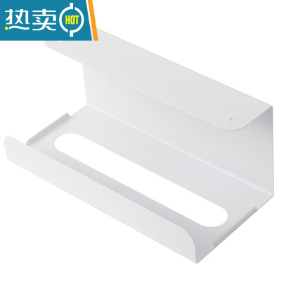 敬平厨房纸巾架免打孔铁艺用纸架 家用餐巾纸挂架橱柜门抽纸盒壁挂式 白色1个纸巾盒