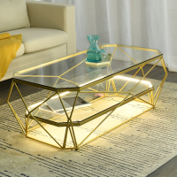 豫亨简约现代茶几北欧小户型客厅轻奢长方形钢化玻璃铁艺网红 创意