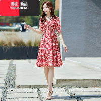 YIBUSHENG法式赫本碎花连衣裙2024年新款女小个子收腰显瘦气质时尚短裙