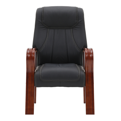 绵冠MIANGUAN实木班前椅会议椅皮革办公经理椅会客椅大班椅子接待座椅