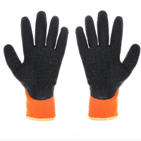 劳保手套 耐磨 浸胶涂胶皮手套透气夏季劳保用品防护防滑耐油工作 劳动手套批发 309黑掌橘色款