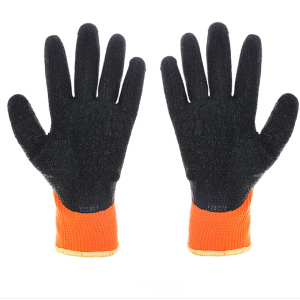 劳保手套 耐磨 浸胶涂胶皮手套透气夏季劳保用品防护防滑耐油工作 劳动手套批发 309黑掌橘色款