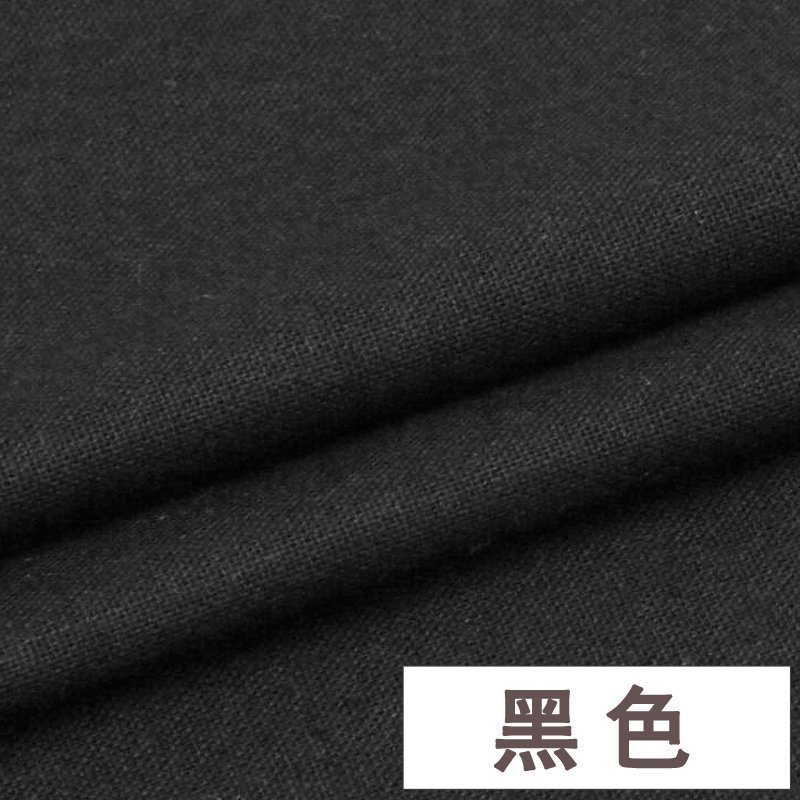 棉麻布料服装面料 衣服亚麻布薄夏季刺绣绣花diy手工布头 16号黑色/半
