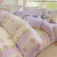 印花床上四件套小清新被套新款床单床品床笠三件套_435