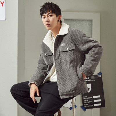 [3件8.5折178.4元,叠加优惠券]唐狮仿羊羔绒外套男翻领内里仿羊羔绒短款厚外套男生外套