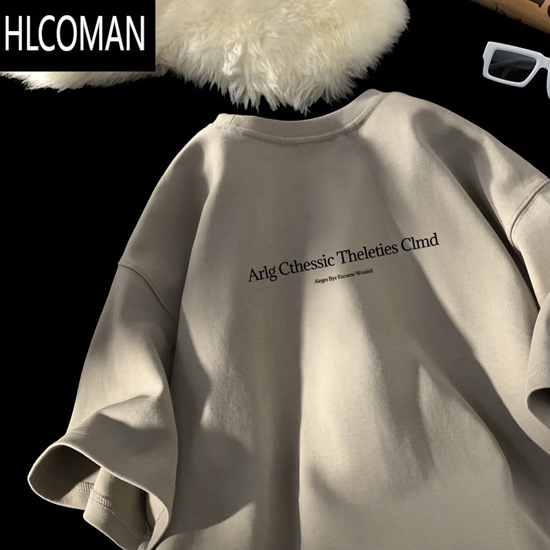 HLCOMAN短袖T恤男2025新款夏季潮牌半袖宽松青少年冰丝凉感体恤