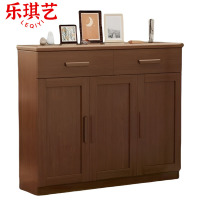 乐琪艺 实木鞋柜 胡桃色三门 个