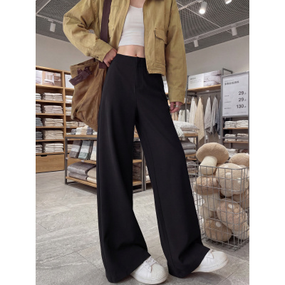卡其色西装裤女2026新款夏季休闲垂坠感老钱风裤子直筒宽松阔腿裤_224