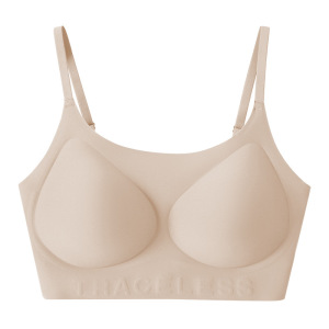 秋冬粉底液痕内衣女一体式背心式文胸薄无钢圈文胸透气美背胸罩