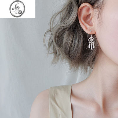 JiMi捕梦爱网耳环女银银气质简约耳钉韩国个性流苏耳坠复古民族风耳饰