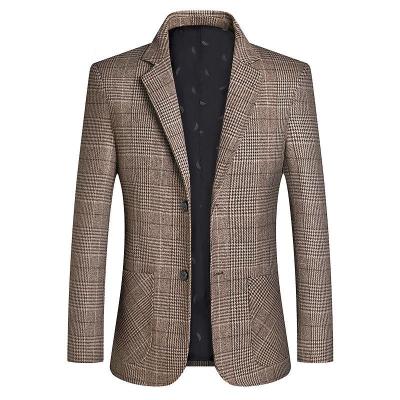 西装男春秋季羊毛呢外套中青年男士商务休闲单西上衣修身小西服TCVV