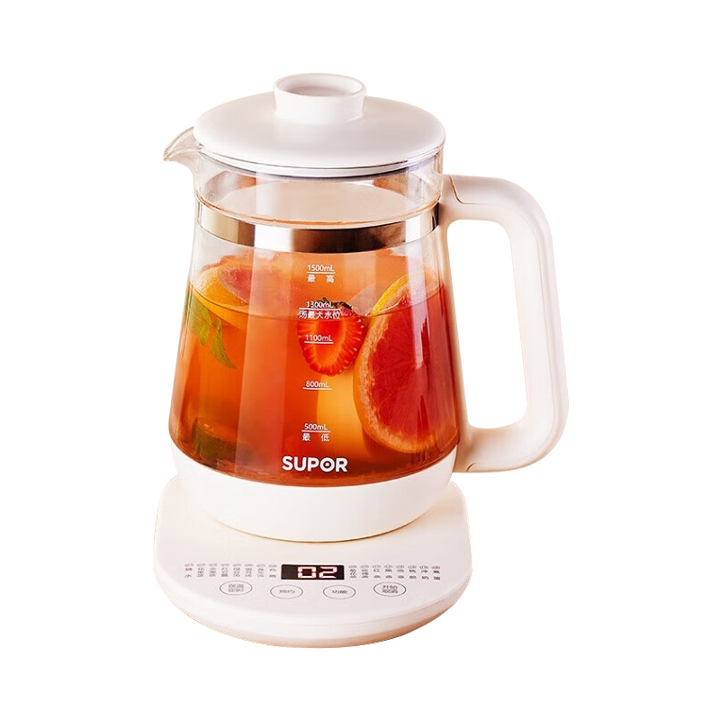 苏泊尔(SUPOR)养生壶16大菜单功能 800W大功率 5段调温 高硼硅 24小时预约 1.5l容量 SW-15Y19
