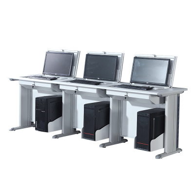 臻远 翻转桌显示器隐藏式培训桌 001灰白色