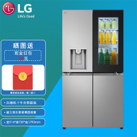 LG F664MPY88D 638L十字四门 星河银 透视窗敲一敲 制冰冰箱