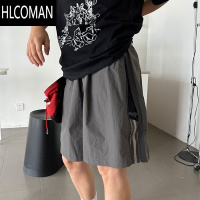 HLCOMAN美式小众设计感拉链条纹尼龙休闲短裤男女夏季速干透气宽松五分裤