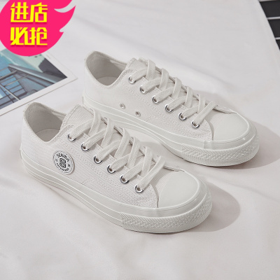 金三志森黑色帆布鞋女ins潮2021年春季新款低帮ins潮ulzzang百搭板鞋帆布鞋