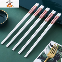 陶瓷筷子5双10双家庭防滑可高温骨瓷公筷家用ins轻奢 敬平 樱花粉陶瓷筷子5双