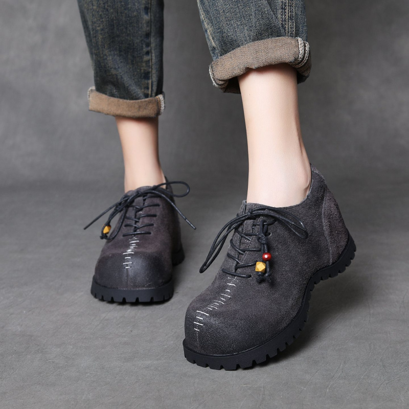 真皮复古流苏全包勃肯鞋春秋季新款平底豆豆乐福鞋懒人单鞋女